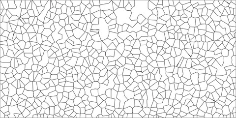 A metal grid stands isolated against a white background with White color Broken Stained-Glass Background. Black & white broken quartz stained glass background. Crystal voronoi diagram background. 