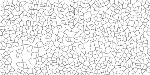 A metal grid stands isolated against a white background with White color Broken Stained-Glass Background. Black & white broken quartz stained glass background. Crystal voronoi diagram background. 