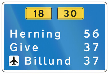 Danish Distance Road Sign