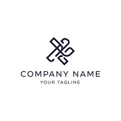 Modern, minimalist logo design with intersecting lines and stylized shapes.