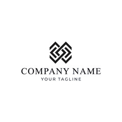 Fototapeta premium Elegant, black and white logo design featuring interlocking geometric shapes.