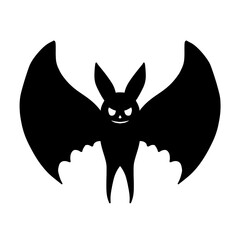Hand drawn sinister laughing halloween bat icon vector illustration silhouette