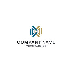 A modern logo design featuring interlocking geometric shapes, with company name and tagline.