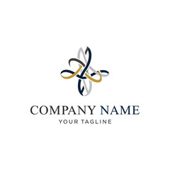 Elegant logo design featuring intertwined abstract shapes, text below, and a tagline.