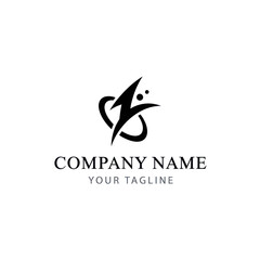 Abstract logo design featuring a stylized lightning bolt within a curved shape, suitable for a company identity.