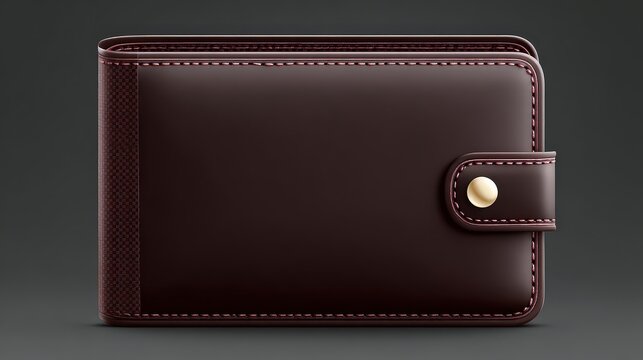 A stylish brown wallet with a textured side and gold button closure, suitable for advertisements, blogs, or presentations about fashion, accessories, and financial planning,