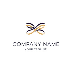 Elegant intertwined logo design, gold and dark blue, representing infinity or connection.