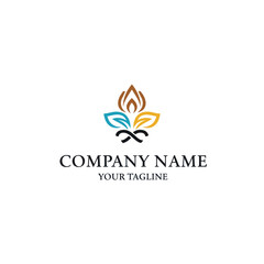 Abstract logo design featuring a stylized flame or flower with leaf elements and an infinity symbol, suggesting growth, balance, and continuity.