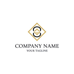 Elegant logo design featuring intertwined shapes within a diamond frame, with text below.