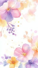 Soft watercolor floral arrangement with pink, purple, and yellow hues