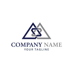 A modern logo design featuring interconnected triangles and a stylized geometric shape.