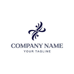 Elegant logo design featuring stylized abstract figures and flowing lines, with company name.
