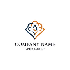 Abstract logo design featuring intertwined shapes,  a company name and tagline.