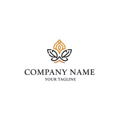 Elegant minimalist logo design featuring stylized leaves and a central droplet, ideal for a beauty or nature-related company.