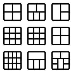 Grid of Nine Square Layouts for Design Templates.