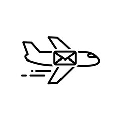 Airplane with mail envelope isolated on transparent background