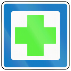 Obraz premium Danish service road sign - First aid