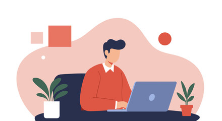 Modern illustration: person walking, engaged with a smartphone, carrying a briefcase and backpack. Perfect for business, digital lifestyle, and daily commute concepts.