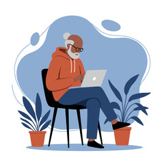 Relaxed person in a hammock using a laptop, embodying remote work, digital nomad lifestyle, and work-life balance.