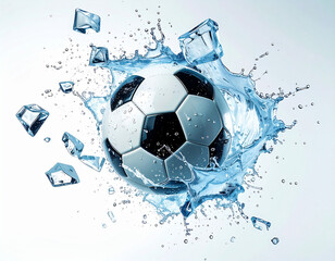 Naklejka premium Soccer ball in ice