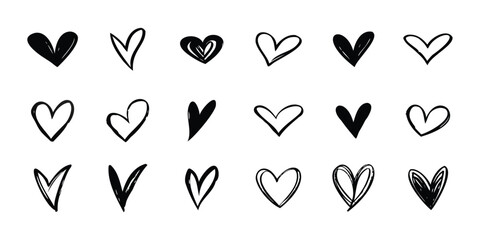 Black and White Heart Symbol Collection – Minimal Design
