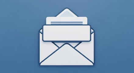 Envelope with Letter Illustration on Blue Background.