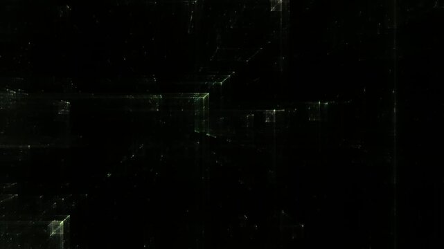 Transparente Datenbl&ouml;cke im digitalen Netzwerk &ndash; dynamische Struktur f&uuml;r Wissenschaft, IT, Forschung & digitale Kommunikation in Bewegung, Technologie, Daten, Wissenschaft, schwarz, gr&uuml;n