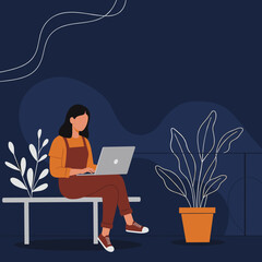 A relaxed Black woman working on a laptop in a hammock outdoors, embodying remote work, digital nomad lifestyle, and flexible career concepts. Perfect for business, travel, or lifestyle themes.