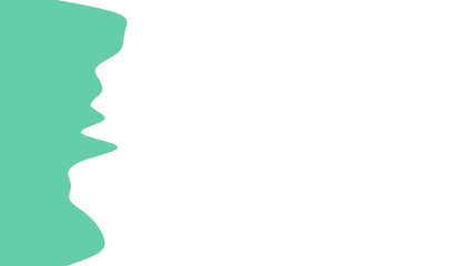 Minimalist graphic of a green human face profile on a clean white background, ideal for identity, thought, or branding concepts with ample copy space.