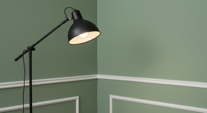 Modern Black Floor Lamp in a Green Room