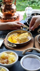 Traditional Turkish Breakfast with Kuymak and Scenic View