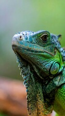Obraz premium Close-up of a vibrant iguana's head