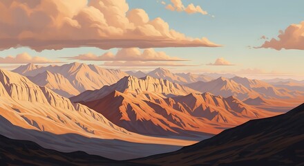 Naklejka premium Mountain Landscape Sunset View.