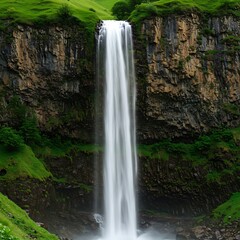 Obraz premium Serene Waterfall's Graceful Descent