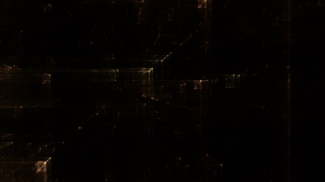 Transparente Datenbl&ouml;cke im digitalen Netzwerk &ndash; dynamische Struktur f&uuml;r Wissenschaft, IT, Forschung & digitale Kommunikation in Bewegung, Technologie, Daten, Wissenschaft, schwarz, gold