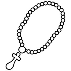 Rosary Beads line art vector
