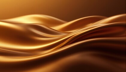 Abstract luxurious background with smooth golden-brown liquid or fabric waves, elegant curves, and soft reflections for opulent design.