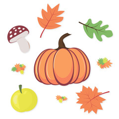Autumn illustration of autumn gifts of nature vector without background