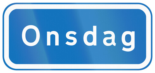Danish additional road sign panel - Wednesday - blue version