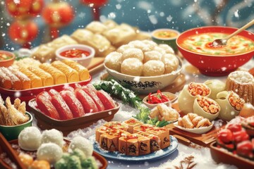 Vibrant Lunar New Year Feast