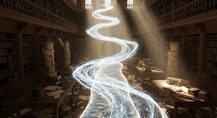 Mystical Library - A Stream of Light Through Books.