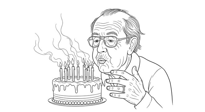 man blowing candles on birthday cake clip art preview