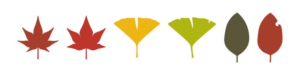 紅葉した秋の葉のバリエーションセット