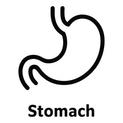 Stomach illustration showing the organ in black outline with a white background for medical use cases silhouette