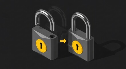 Padlock Transformation - From Unlocked to Secure, a Visual Metaphor.