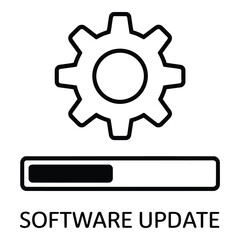 Software update in progress with gear icon and loading bar indicating installation process running silhouette