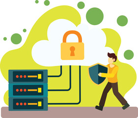 Cloud data security illustration. Private cloud Illustration