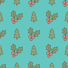 Pastel Christmas seamless tree ornament pattern