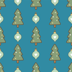 Pastel Christmas seamless tree ornament pattern