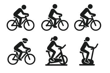 Obraz premium Cycling and Exercise Bike Icons – Sport, Fitness, Training Vector Set_simple_compose